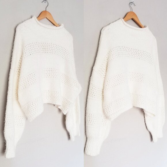 Arizona Jean Co Ivory Eyelash Fluffy Fuzzy Chunky Knit Crop Sweater XL Soft Cozy - Picture 8 of 16